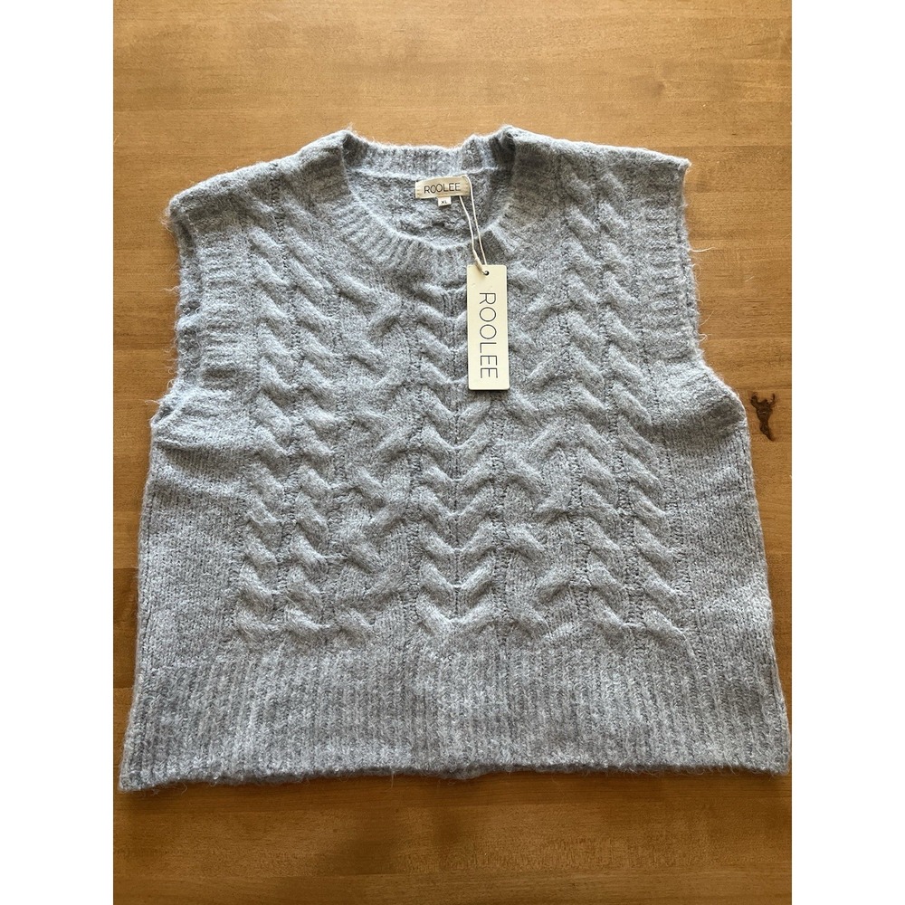 Roolee Women's Cableknit Sweater Vest Sz XL Gray Workwear NWT Tank